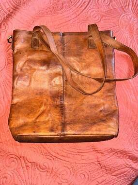 Handcrafted Distressed Brown Leather Tote Bag